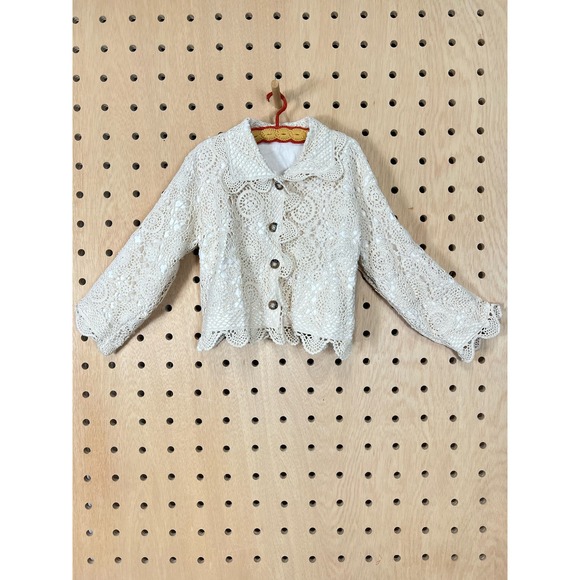Vintage crocheted lace jacket - Picture 1 of 8